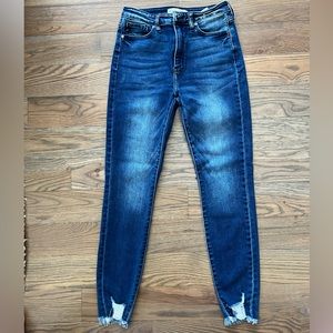 KanCan High Rise Ripped Hem Skinny Jean